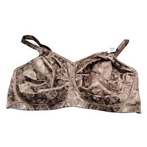 NWT Goddess Size 50F Hazel Brown Floral Satin Wireless Full Coverage Bra GD0110